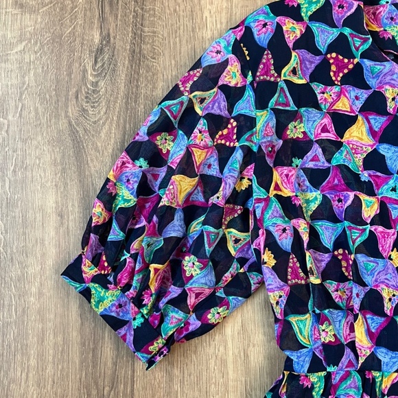 Vintage Loris Azzaro Graphic Print Dress Sz S - Picture 6 of 15